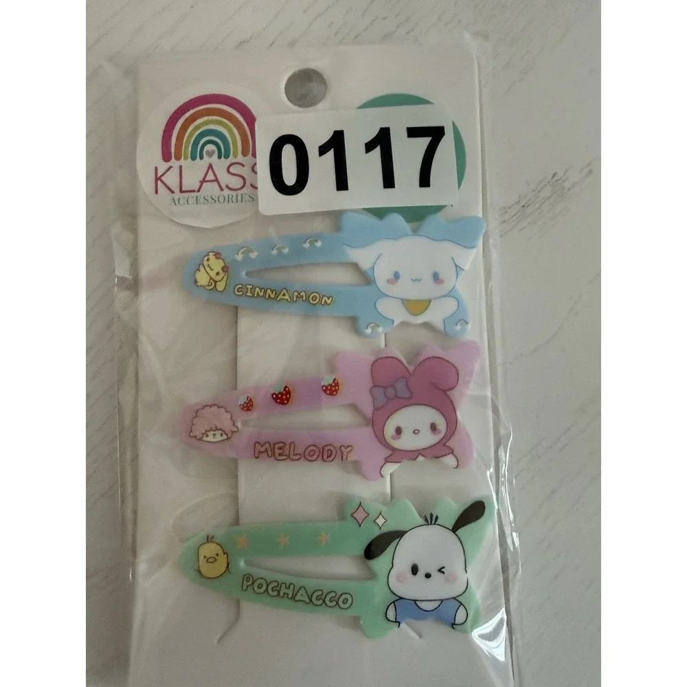 6 PC Set Sanrio Hair Clips Girls Hello Kitty My Melody Snap Barrette Hair Clips